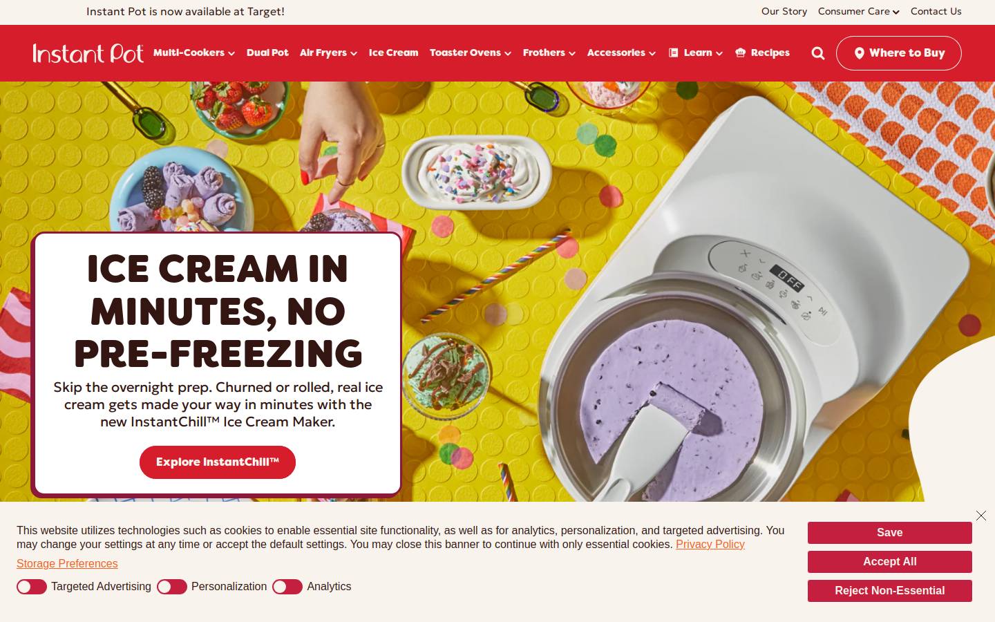 Instant Pot homepage screenshot