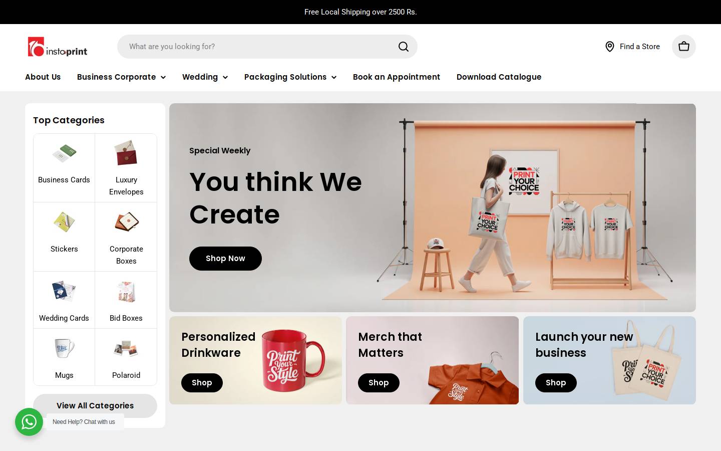 instaprint.pk homepage screenshot
