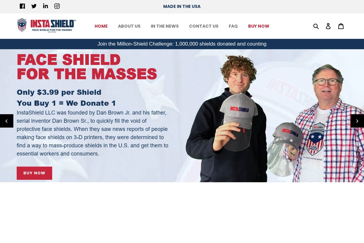 instashieldusa.com homepage screenshot