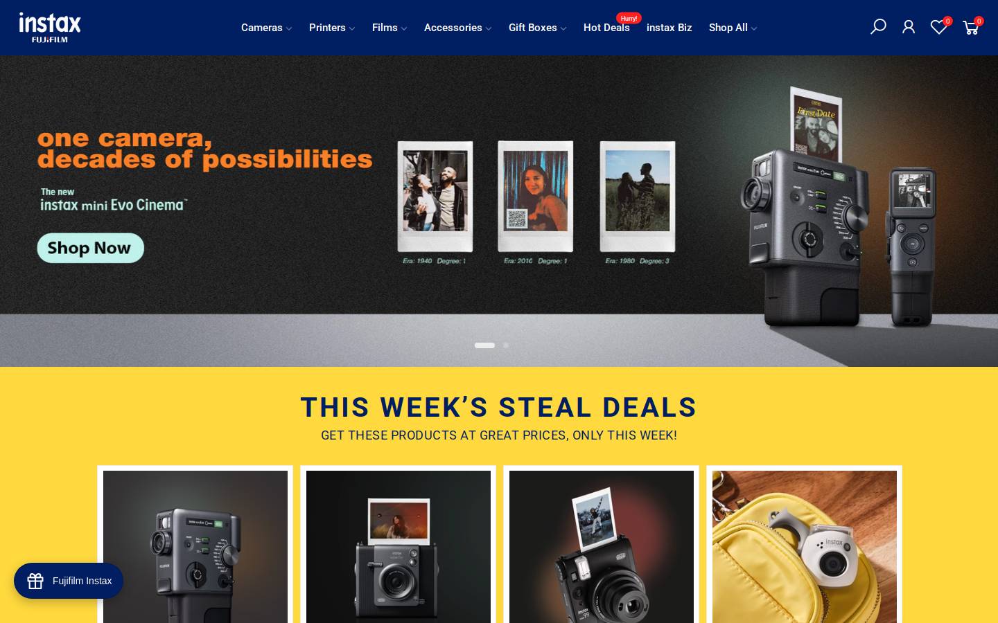 instax.in homepage screenshot