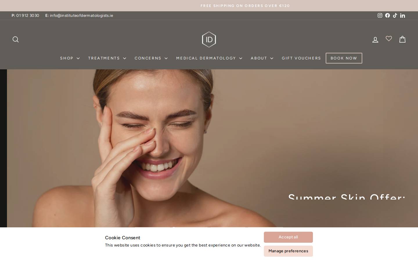 instituteofdermatologists.ie homepage screenshot
