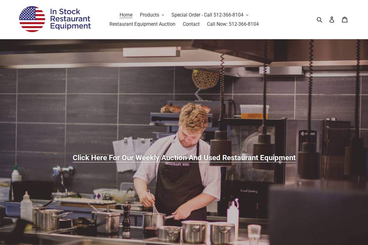 instockrestaurantequipment.com homepage screenshot