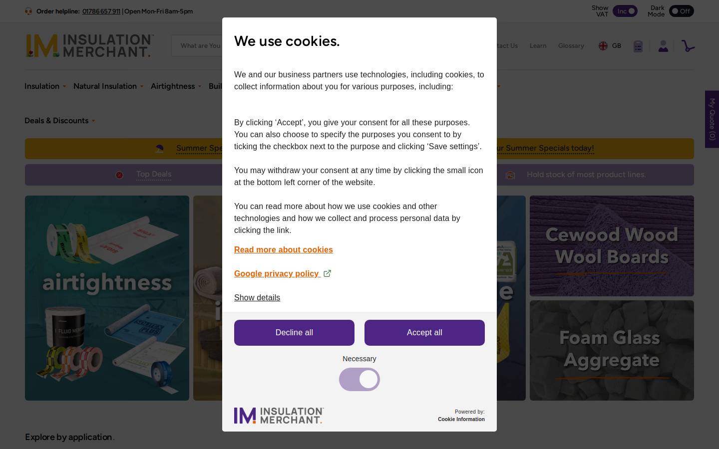 Insulation Merchant homepage screenshot