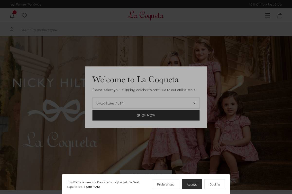 int.lacoquetakids.com homepage screenshot