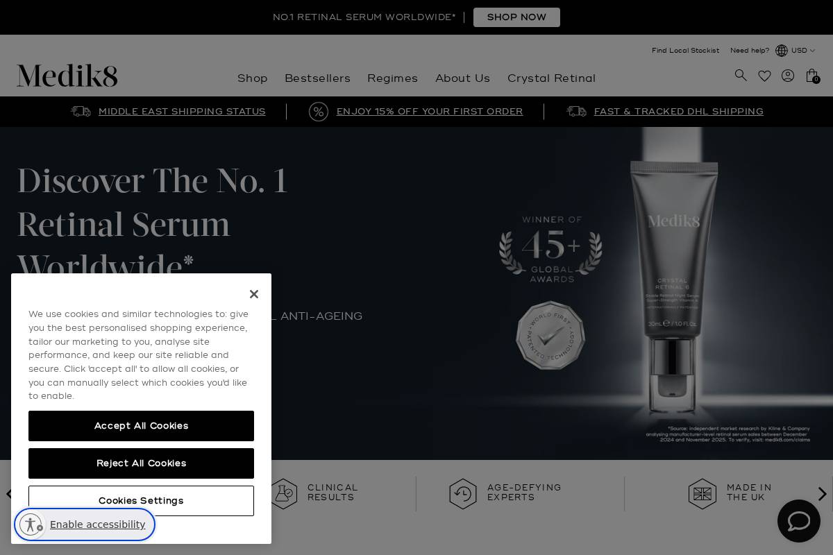 Medik8 homepage screenshot