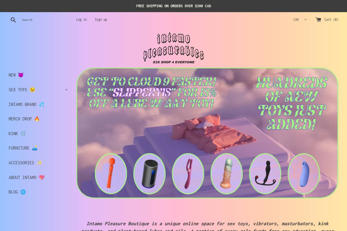 intamopleasureboutique.com homepage screenshot