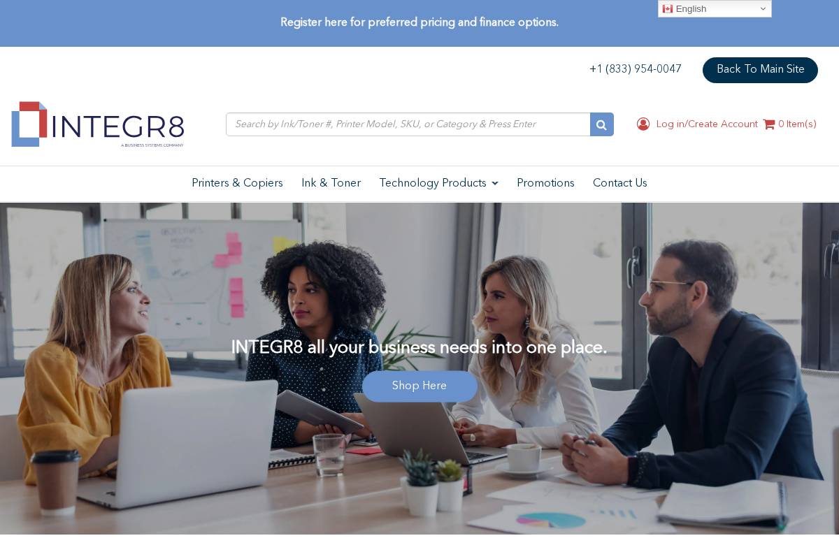 integr8store.com homepage screenshot