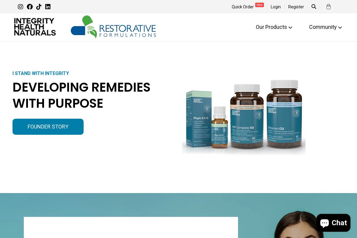 integrityhealthnaturals.com homepage screenshot