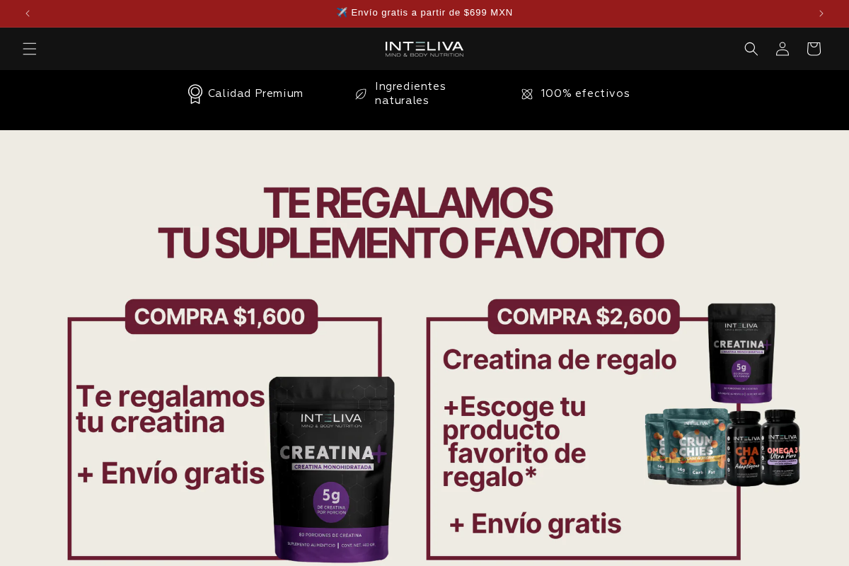 INTELIVA Mind & Body Nutrition homepage screenshot