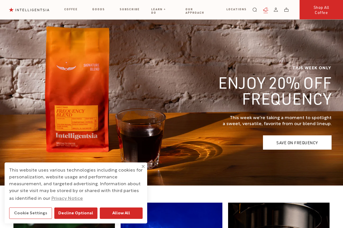 Intelligentsia Coffee homepage screenshot