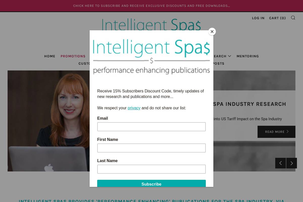 intelligentspas.com homepage screenshot