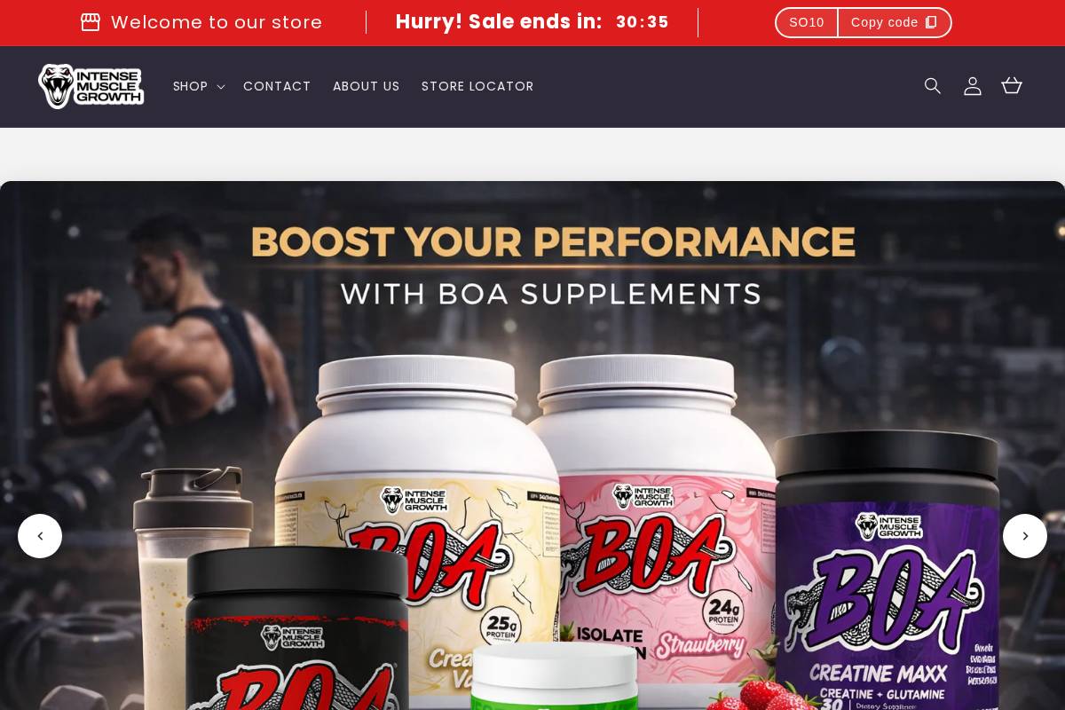 intensemusclegrowth.com homepage screenshot
