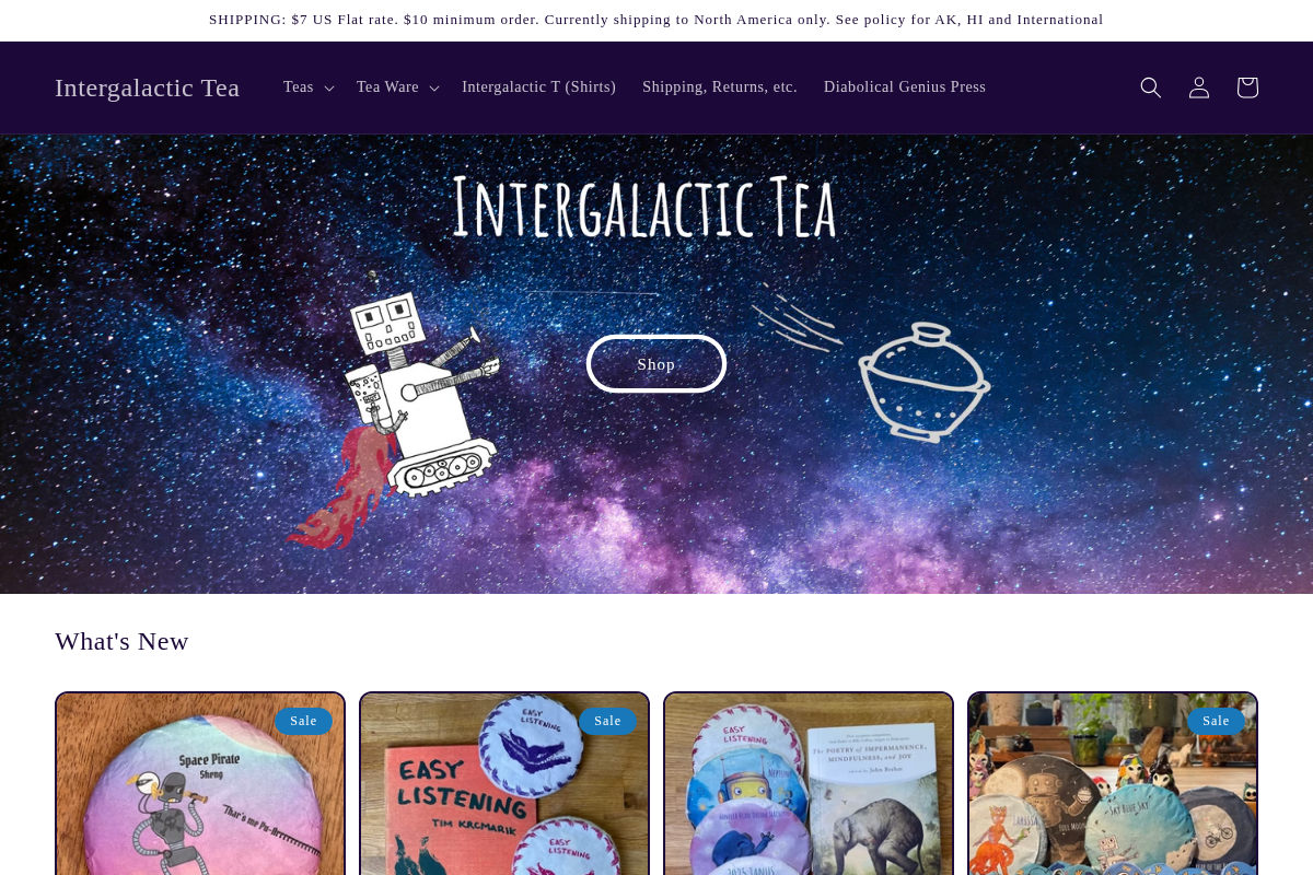 Intergalactic Tea homepage screenshot
