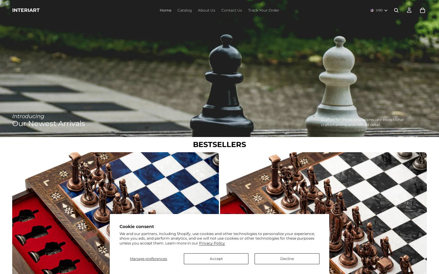 interiart.co.uk homepage screenshot