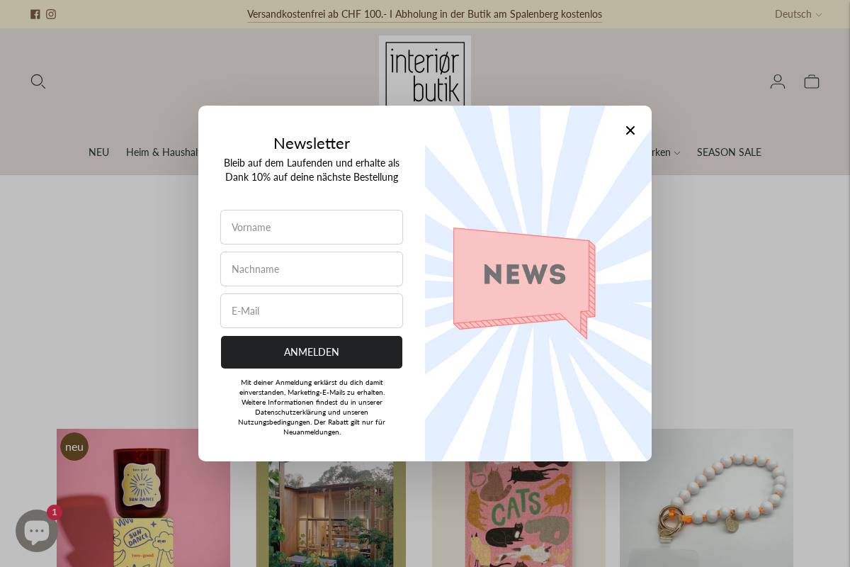interior-butik.ch homepage screenshot