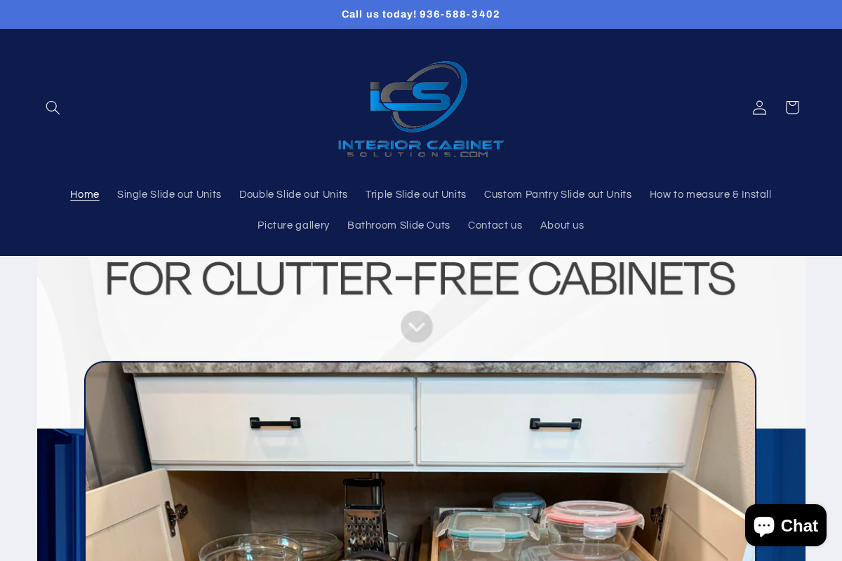 Interior Cabinet Solutions homepage screenshot