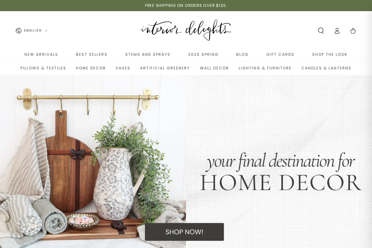 Interior Delights homepage screenshot