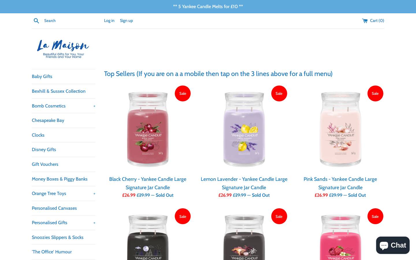 interiorsandgifts.com homepage screenshot