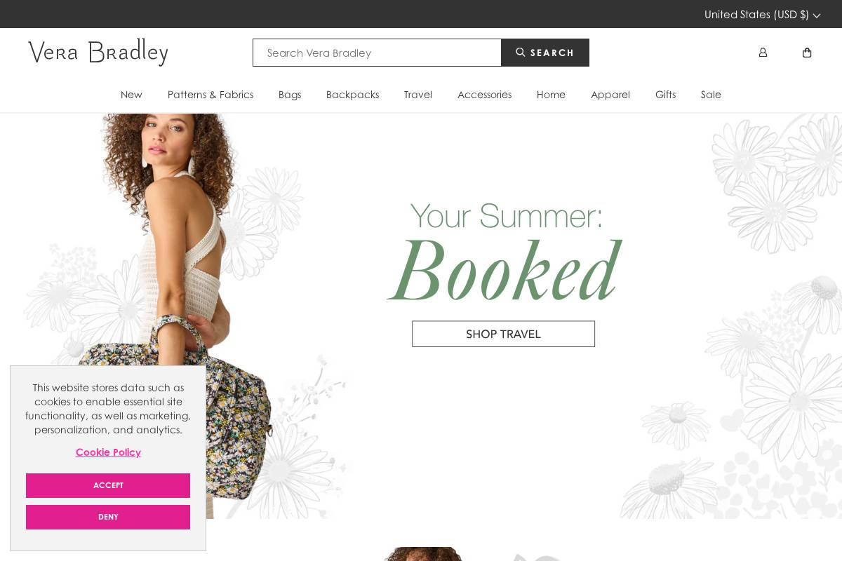 international.verabradley.com homepage screenshot