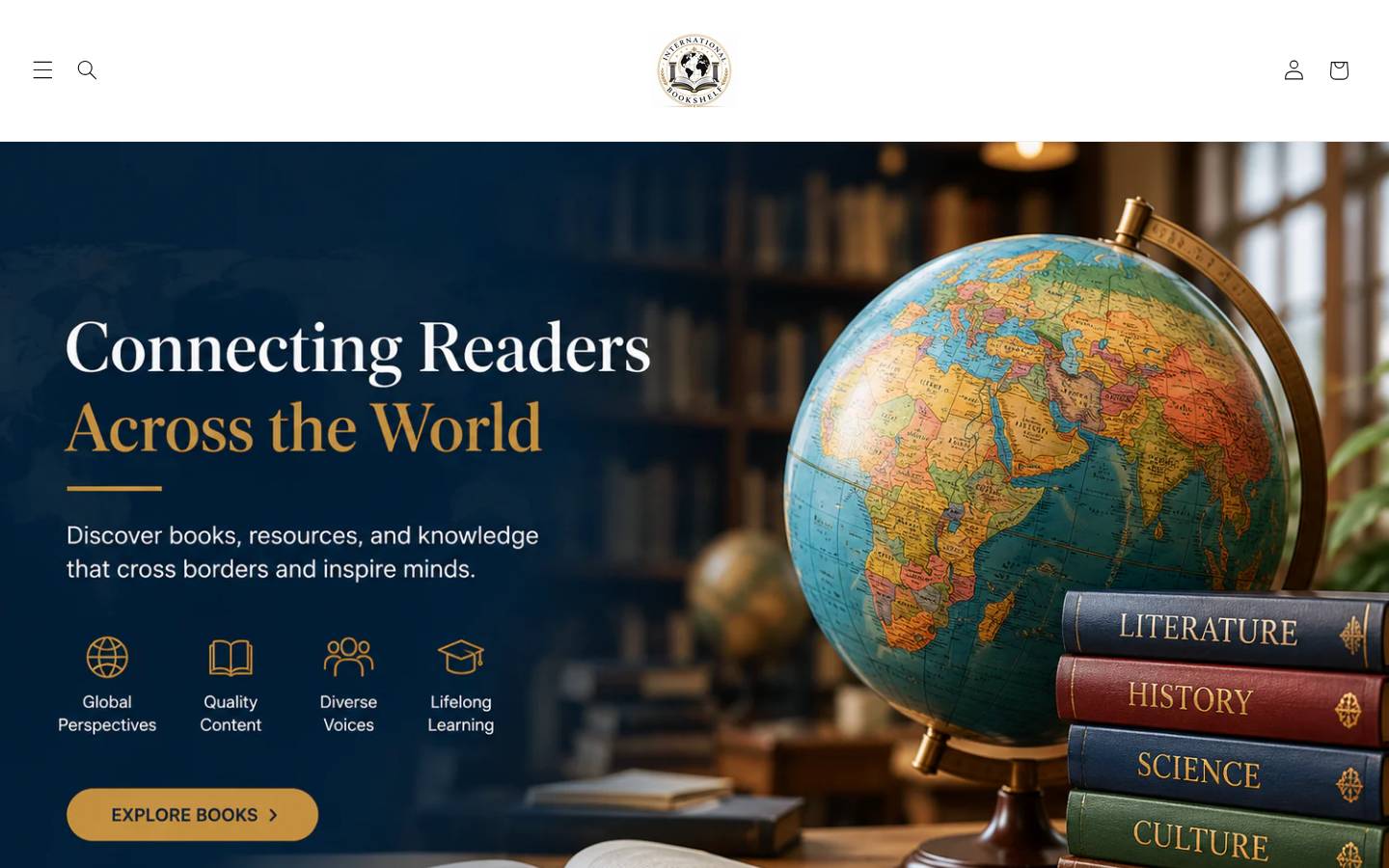 internationalbookshelf.com homepage screenshot