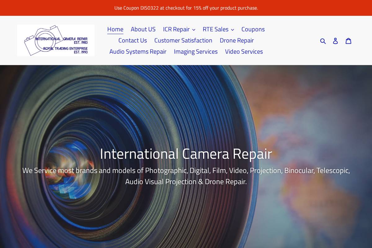 internationalcamerarepair.com homepage screenshot