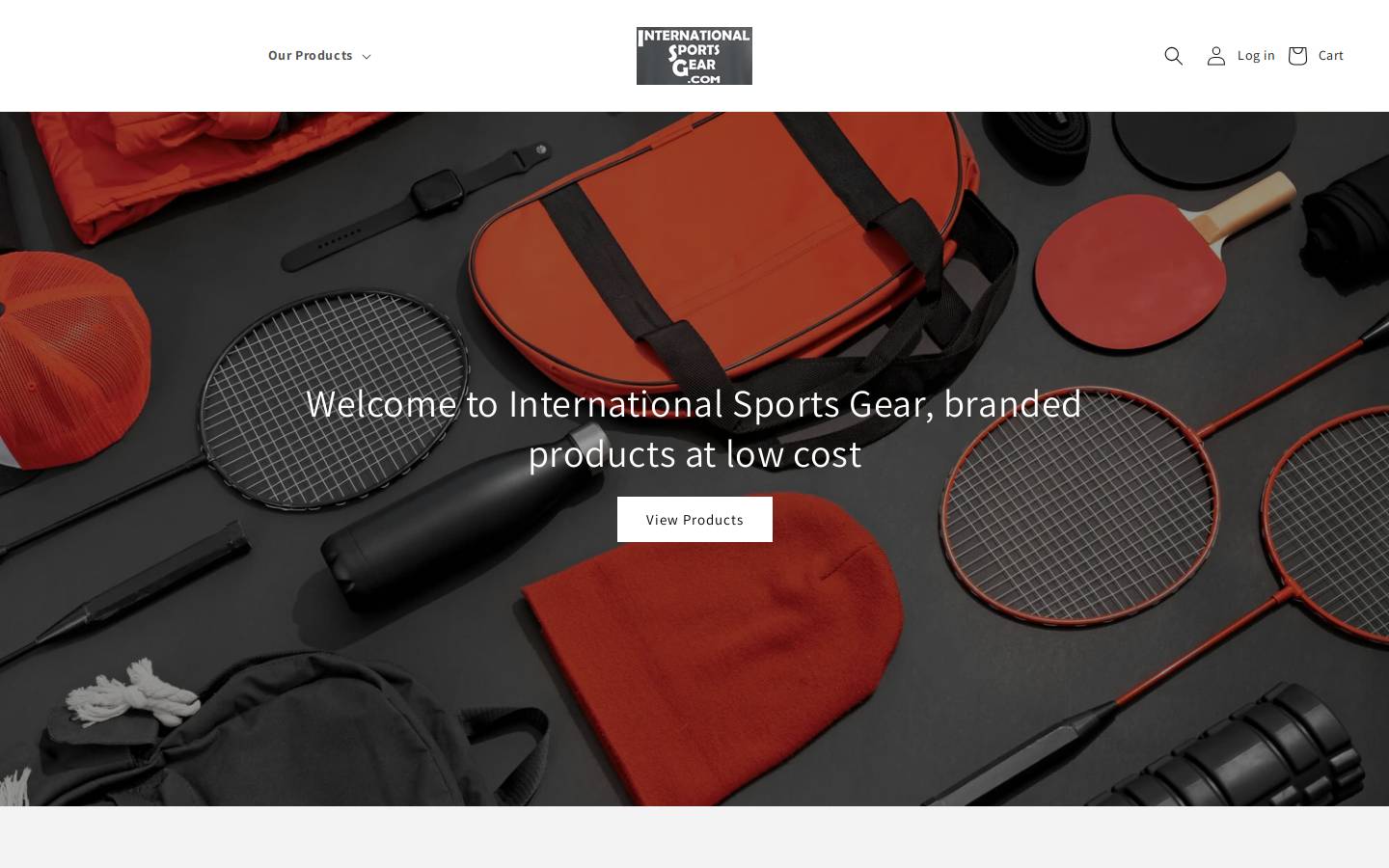 internationalsportsgear.com homepage screenshot