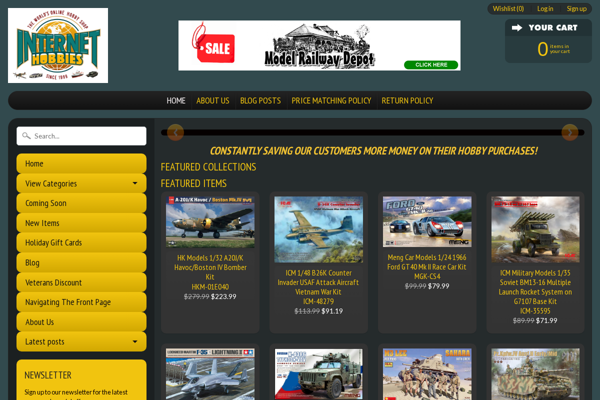 Internet Hobbies homepage screenshot