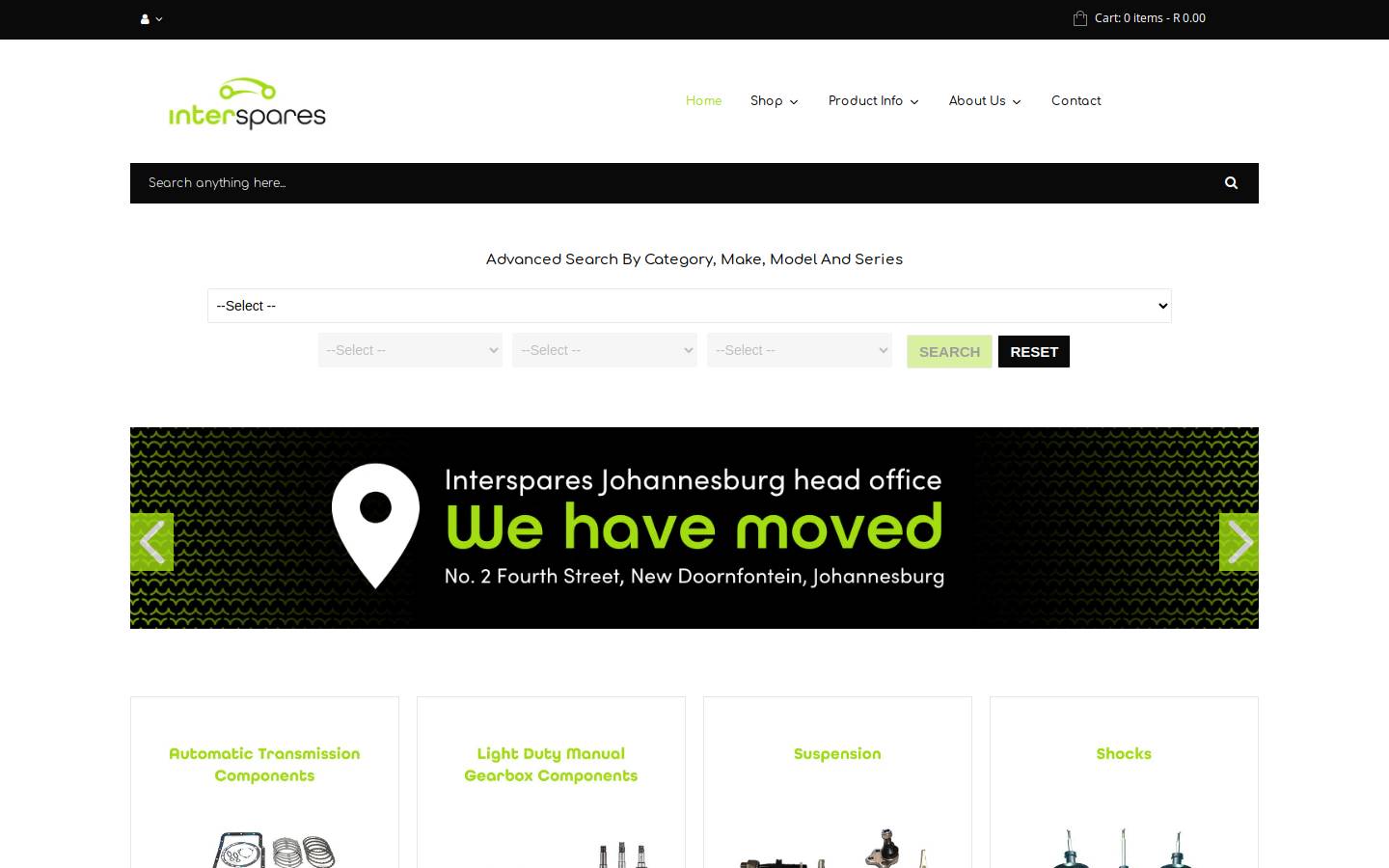 interspares.co.za homepage screenshot