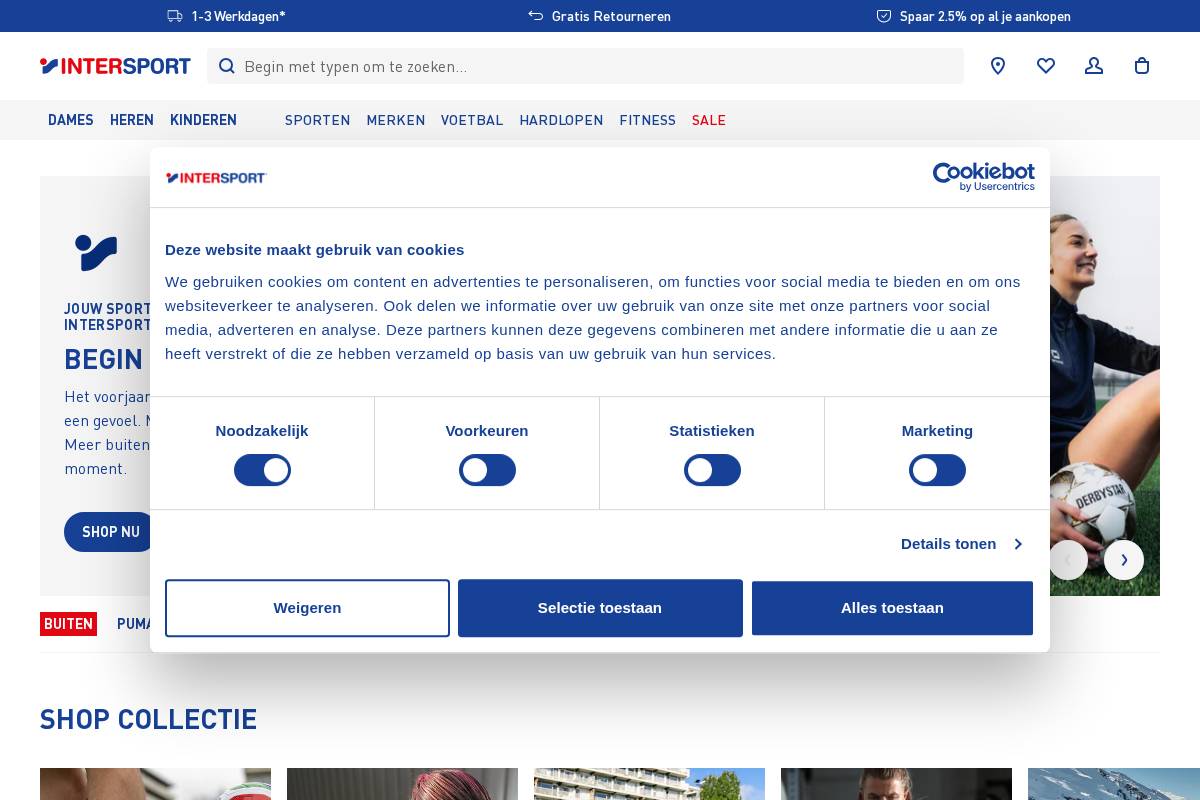 Intersport Nederland homepage screenshot