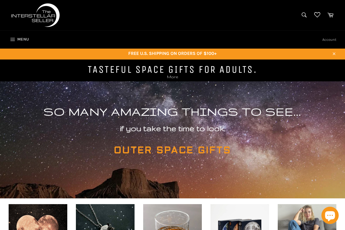 The Interstellar Seller homepage screenshot