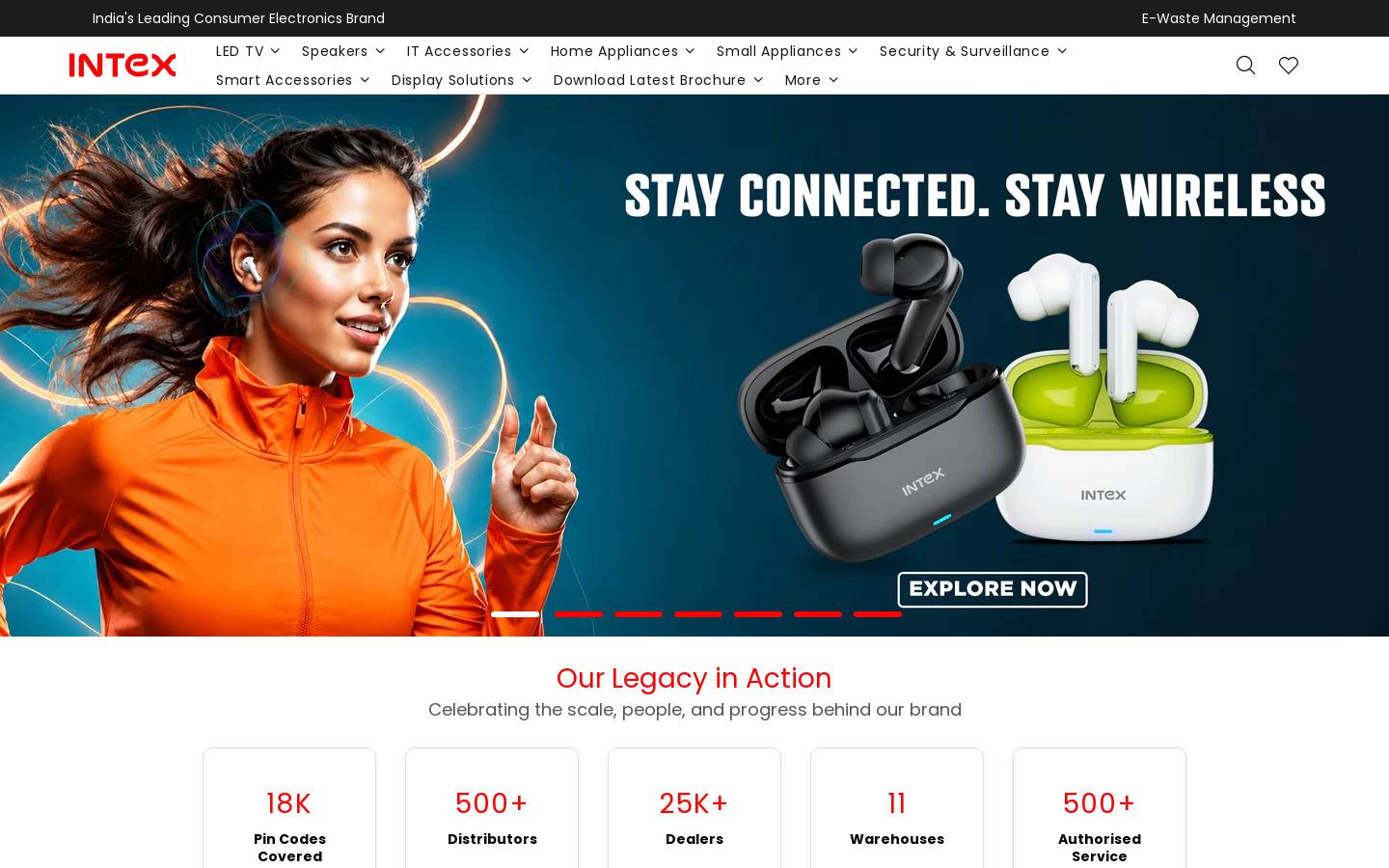 Intex Technologies homepage screenshot