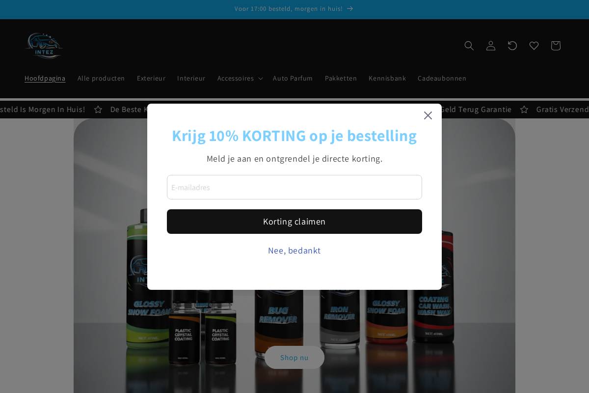 Intez homepage screenshot