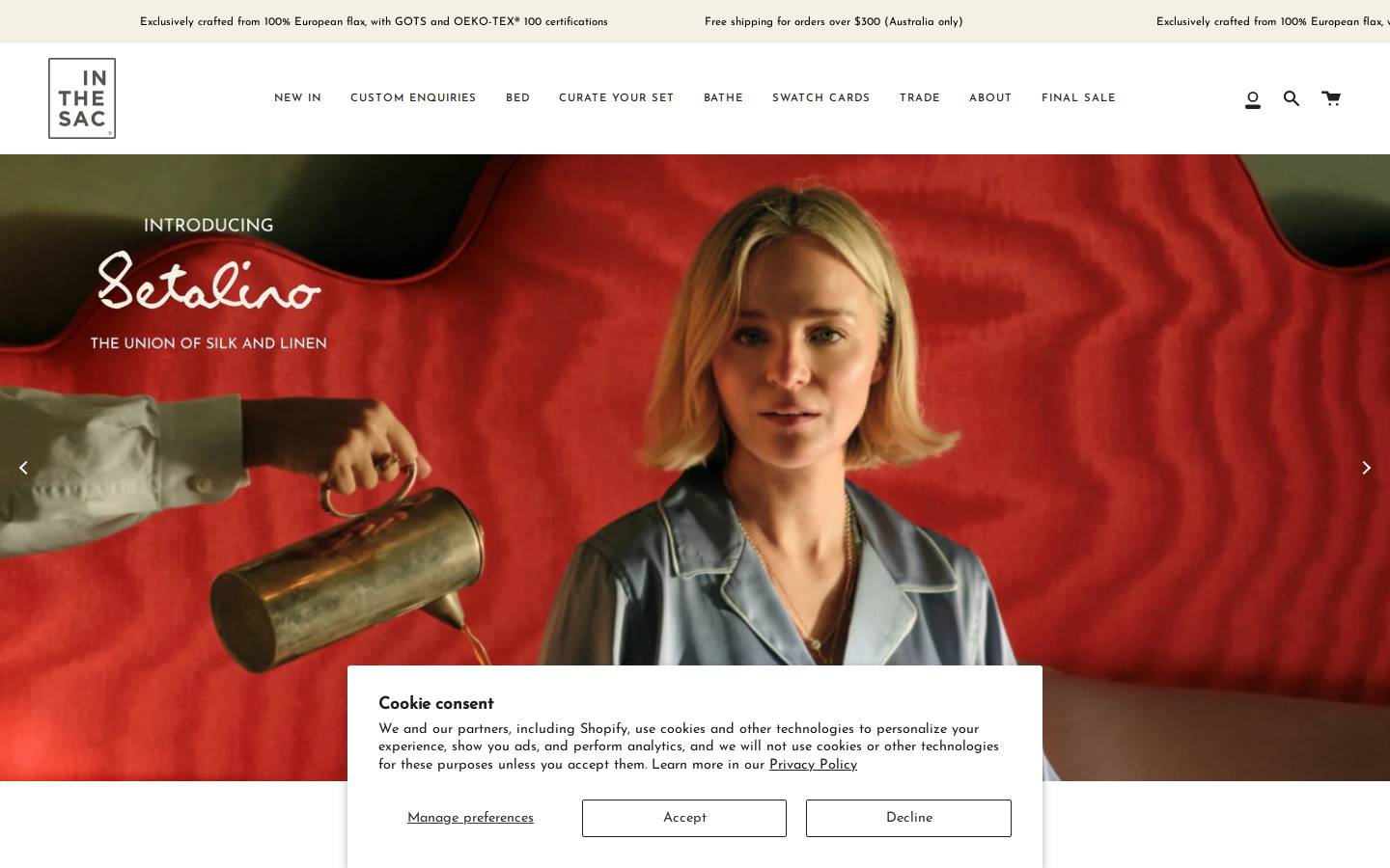 inthesac.com.au homepage screenshot