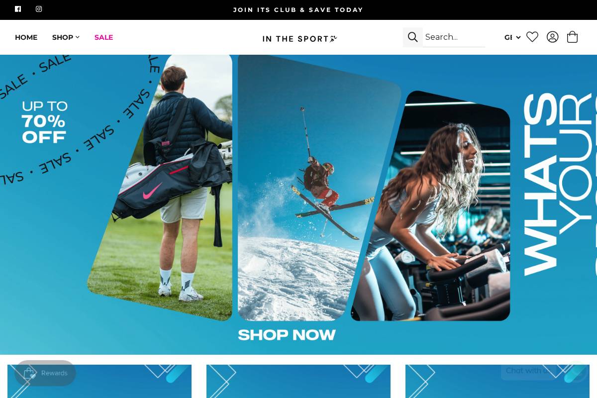 In The Sport homepage screenshot