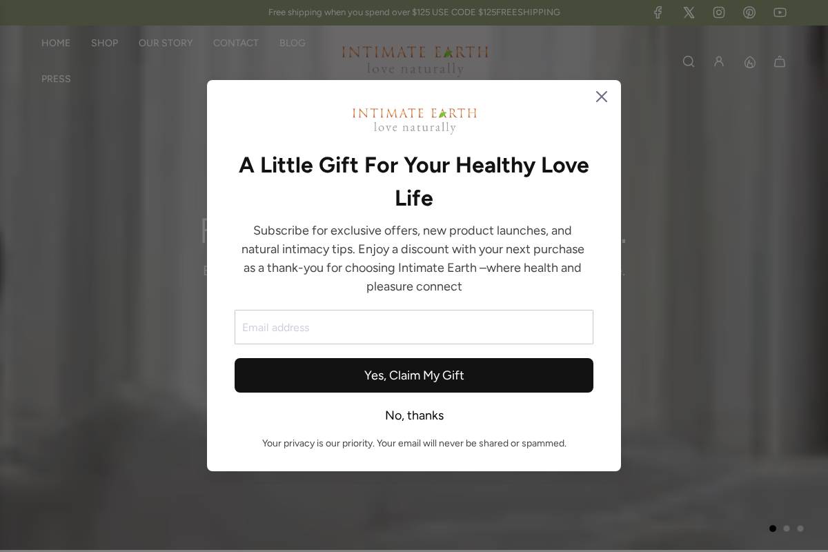 intimate-earth.com homepage screenshot