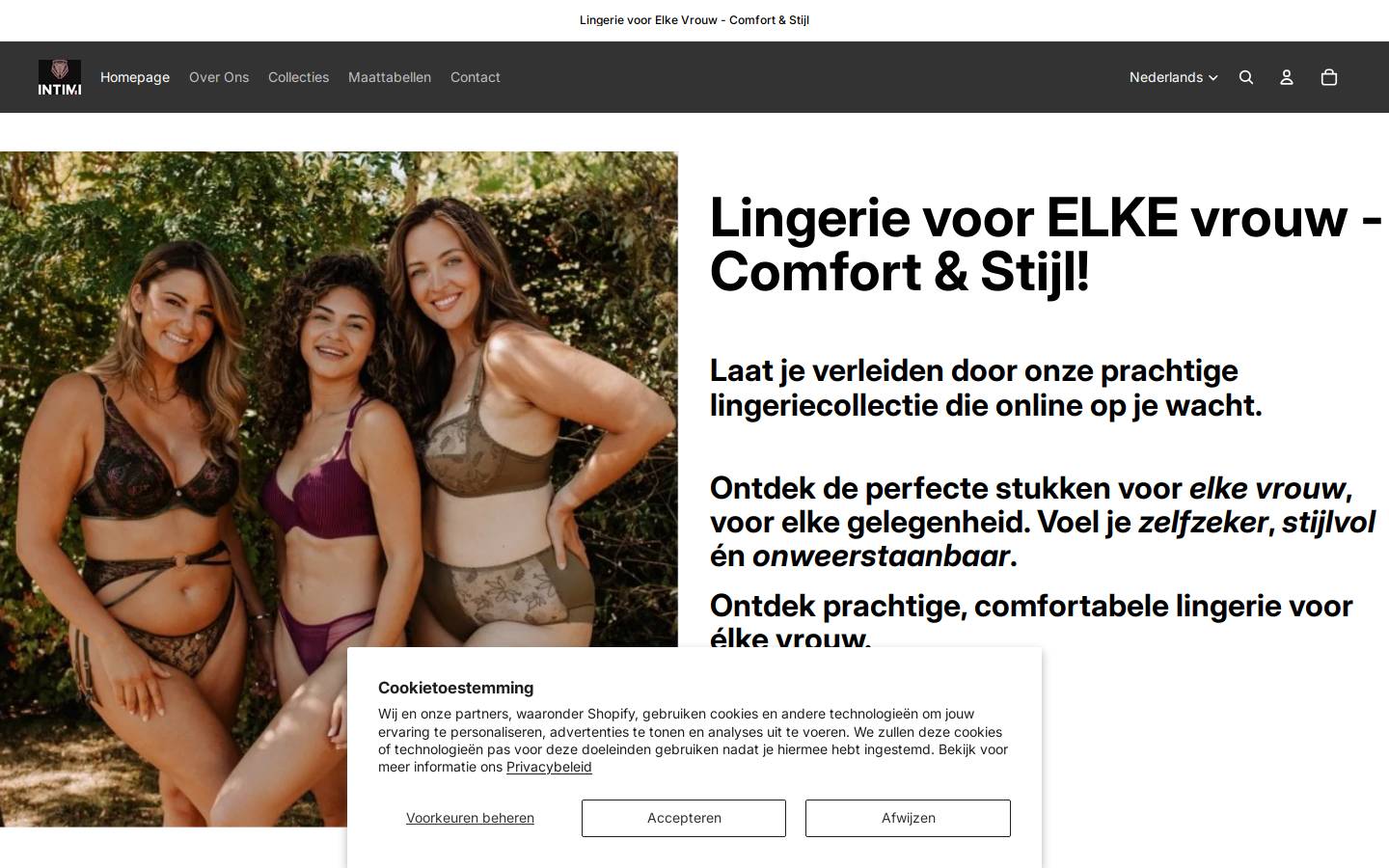 Intimi homepage screenshot