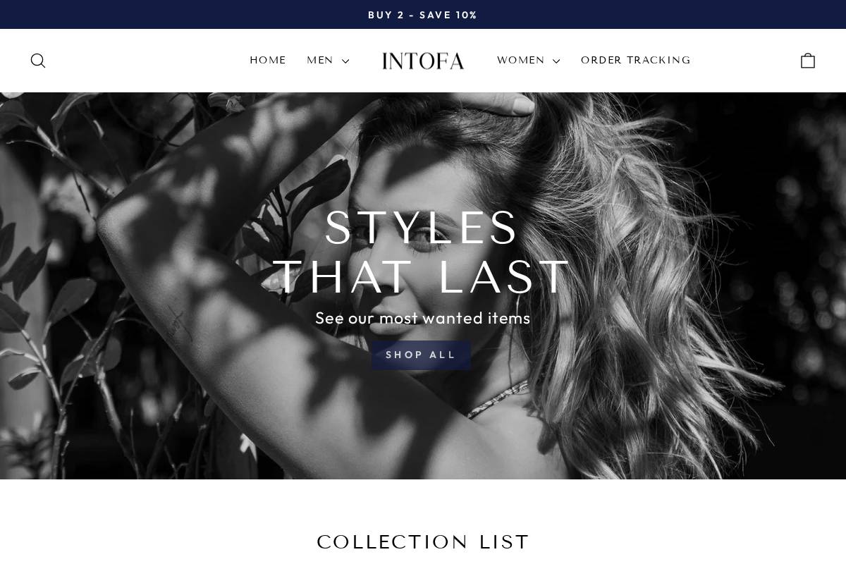 Intofa homepage screenshot