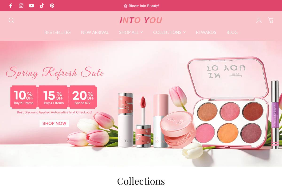 intoyoucosmetics.com homepage screenshot