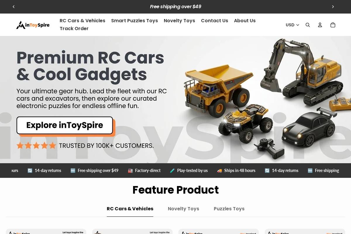 inToySpire homepage screenshot