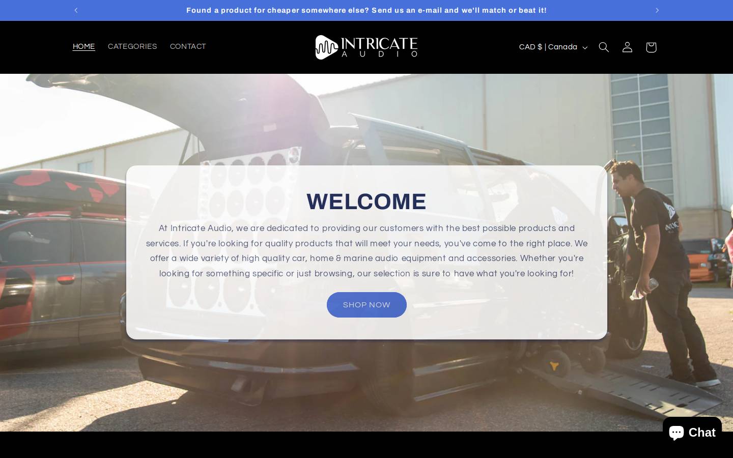 intricateaudio.com homepage screenshot