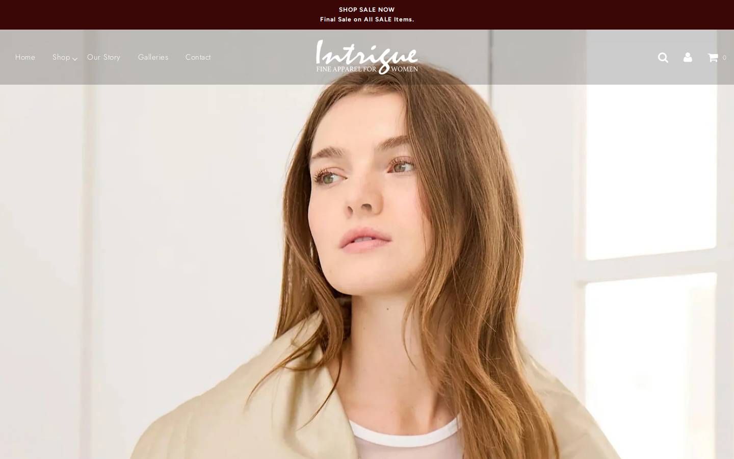 intriguefineapparel.com homepage screenshot