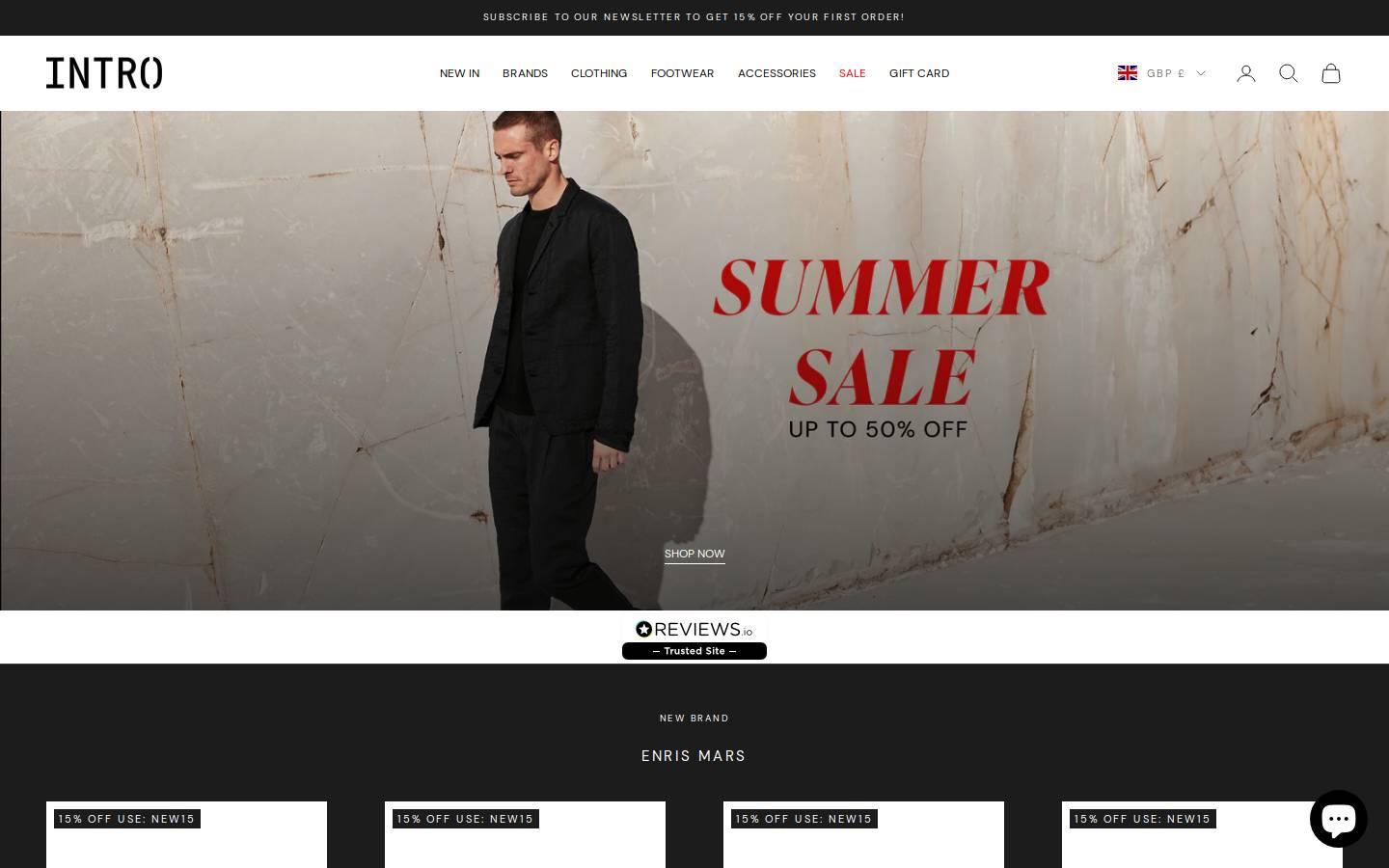INTRO homepage screenshot