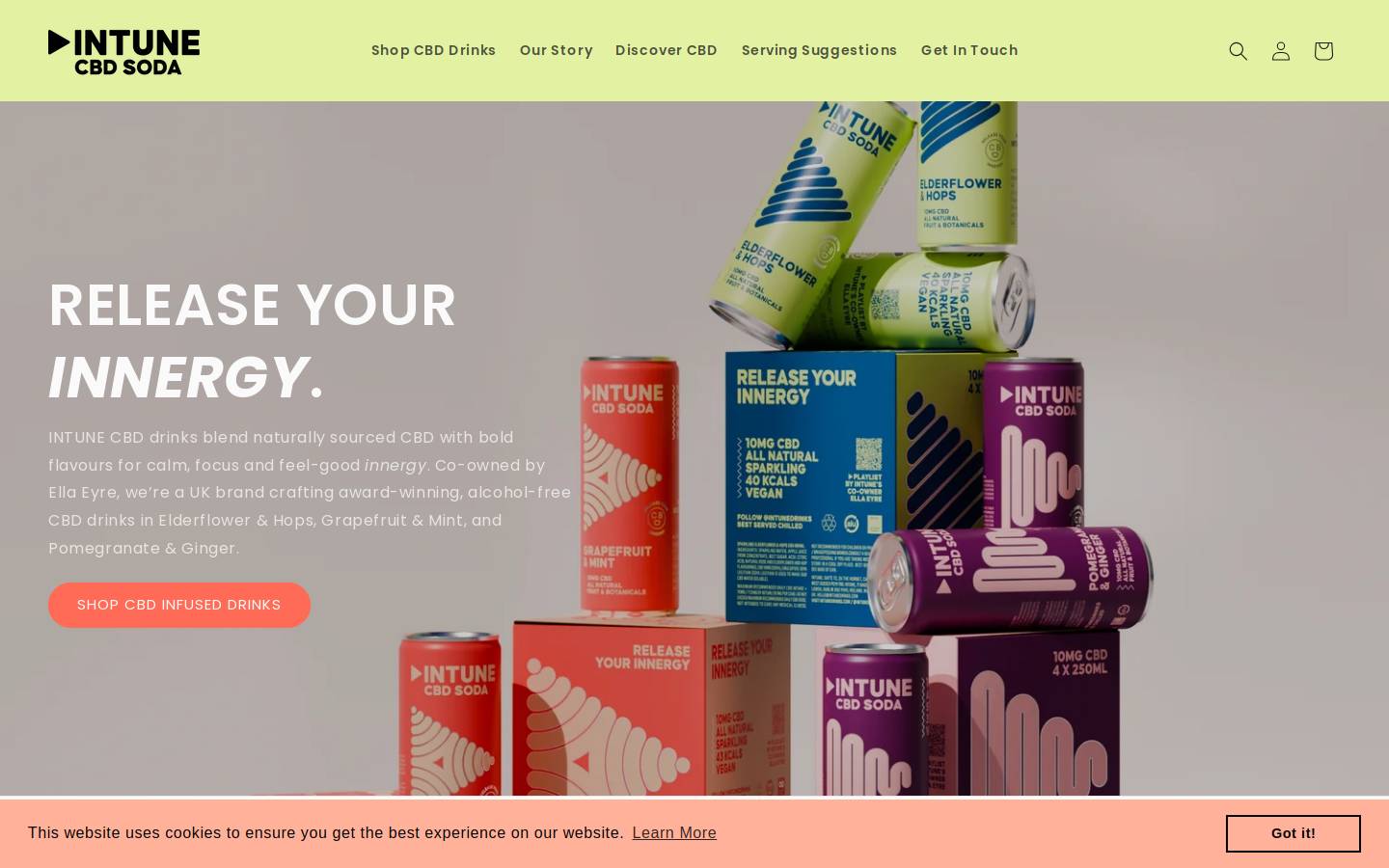 intunedrinks.com homepage screenshot
