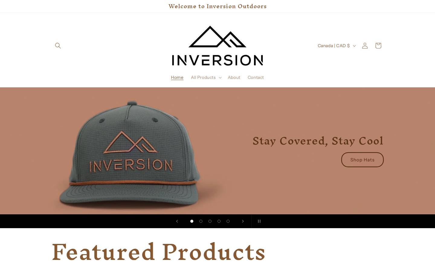 inversionoutdoors.com homepage screenshot