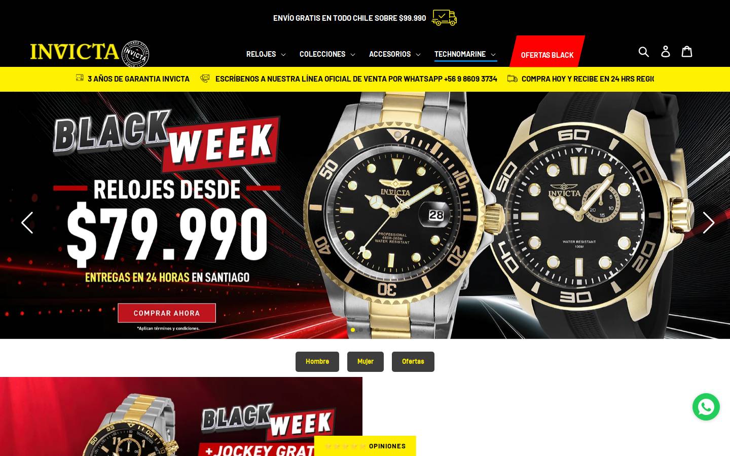 invicta chile homepage screenshot