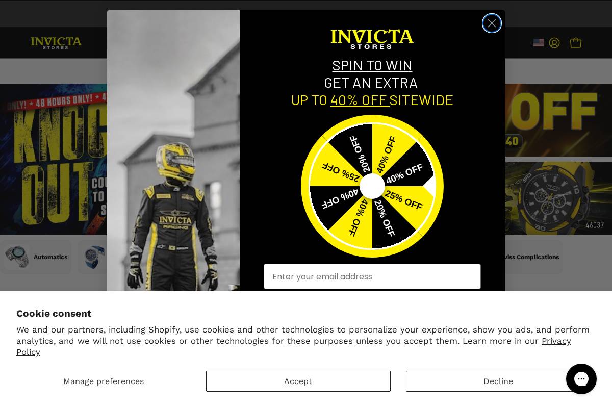 Invicta Watch Stores homepage screenshot
