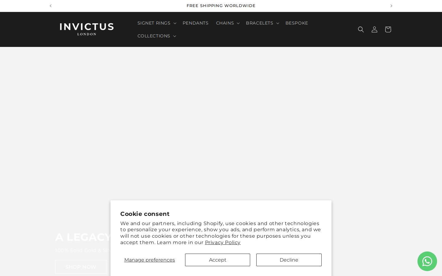 invictuslondon.com homepage screenshot