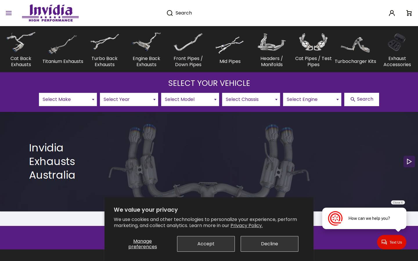 invidia-exhausts.com.au homepage screenshot