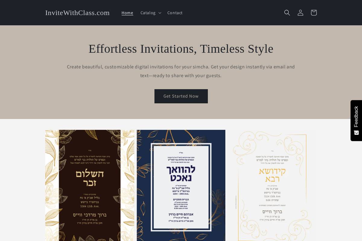 invitewithclass.com homepage screenshot