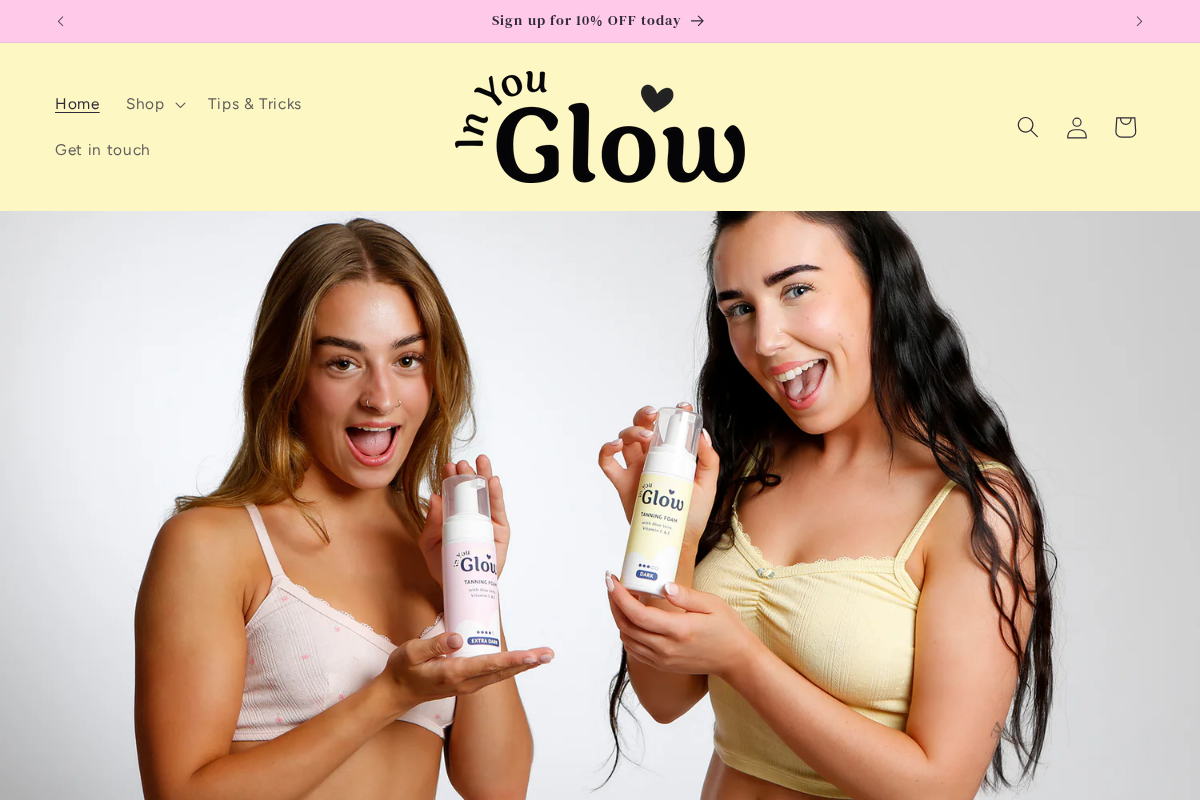 In You Glow homepage screenshot